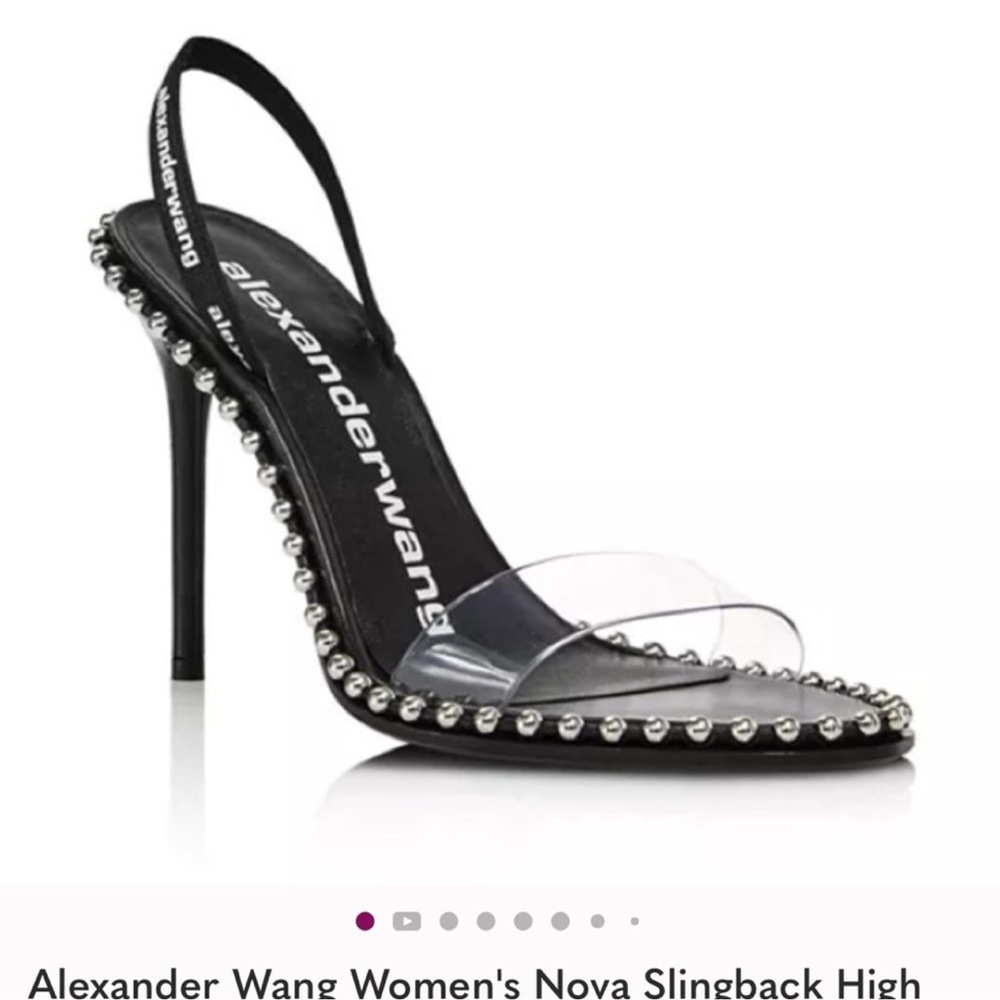 Alexander Wang Black and Silver Slingback Heels